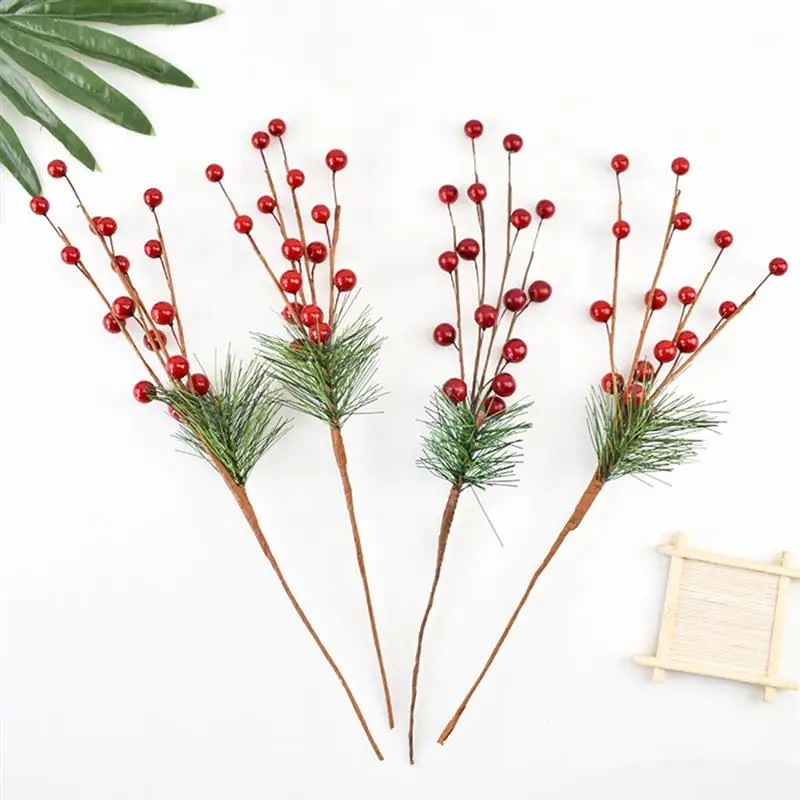6 шт. красный смешанный искусственный цветок вишневые ягоды с тычинками Набор DIY