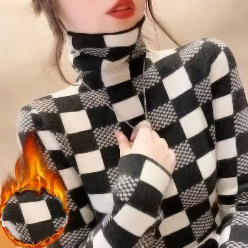 Winter Solid Thicken Warm Turtleneck T-Shirt Women Double-Sided Velvet Soft Comfortable Bottoming Top Fashion Long Sleeved Tees