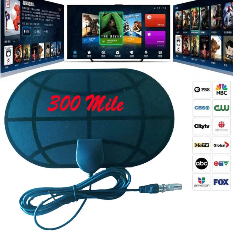 300 миля диапазонная антенна ТВ цифровой HD Skywire 4K Antena Внутренний HDTV 1080P