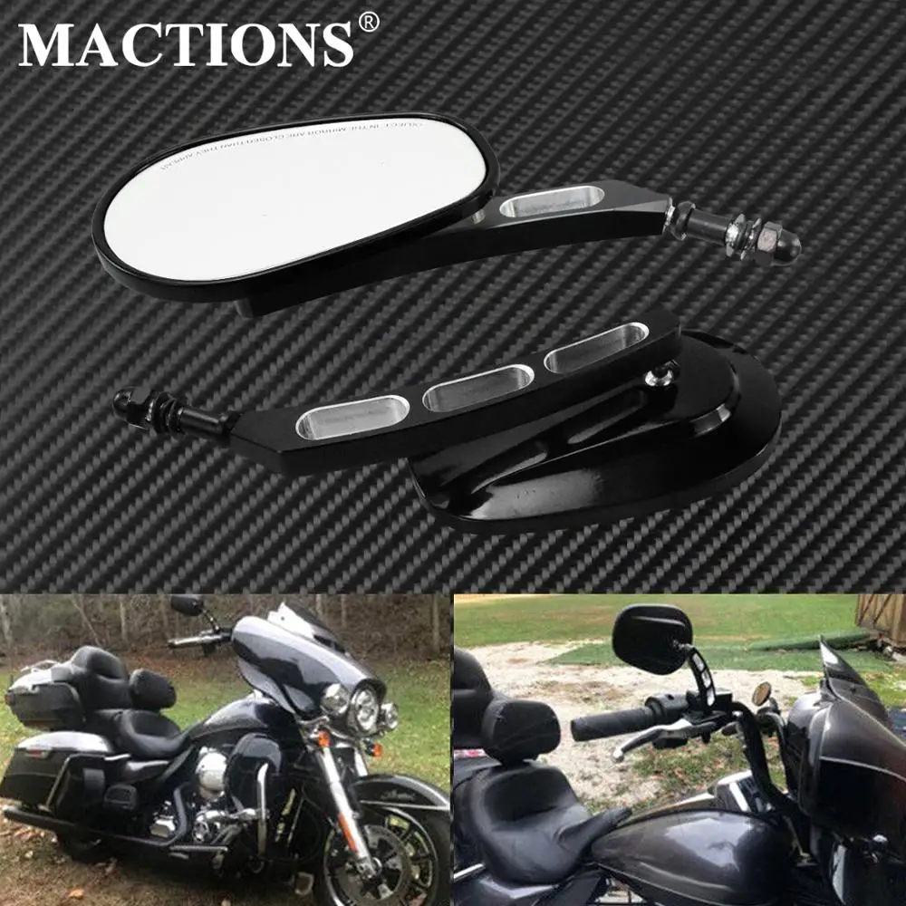Universal Motorcycle 8mm Rear View Side Mirrors Black For Harley Sportster XL1200 XL883 Touring Dyna Fatboy Street Bob Softail