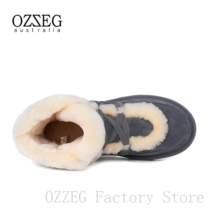 OZZEG/Роскошные брендовые дизайнерские зимние ботинки женская австралийская подкладка из натуральной овечьей шерсти зимняя обувь из натуральной кожи с мехом женская обувь наивысшего качества