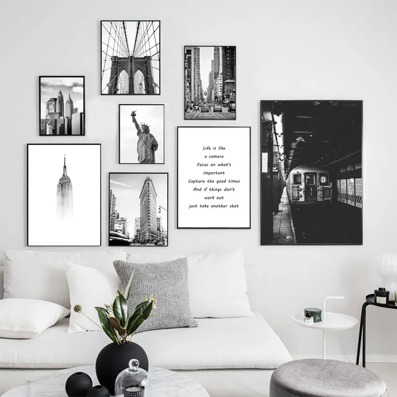 

New York City Statue of Liberty Canvas Painting Posters and Prints Black and White Wall Art Pictures Living Room Wall Decoration