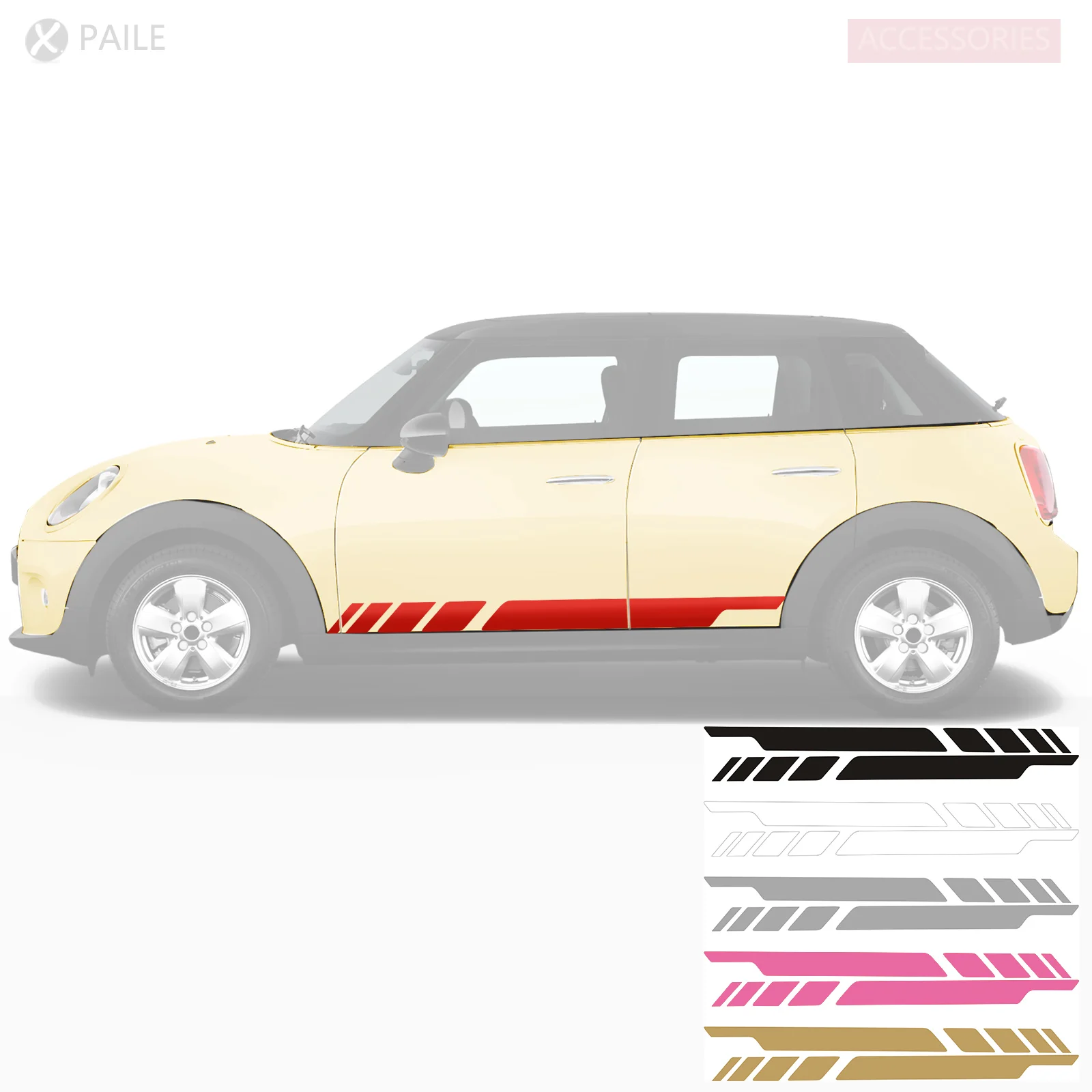 

2pcs Sticker Doors Stripes Vinyl Decal Graphics Customize For Universal, MINI cooper R50 R53 R55 R56 R57 R59 R60 F54 F55 F56 F60