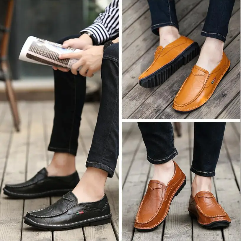 Мужская обувь из натуральной кожи Сезон весна-осень Модная мужская повседневная