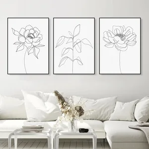 Абстрактная Минималистичная черная и белая роза цветочный холст Картина Настенная художественная постер картинки для спальни современный домашний Декор без рамки