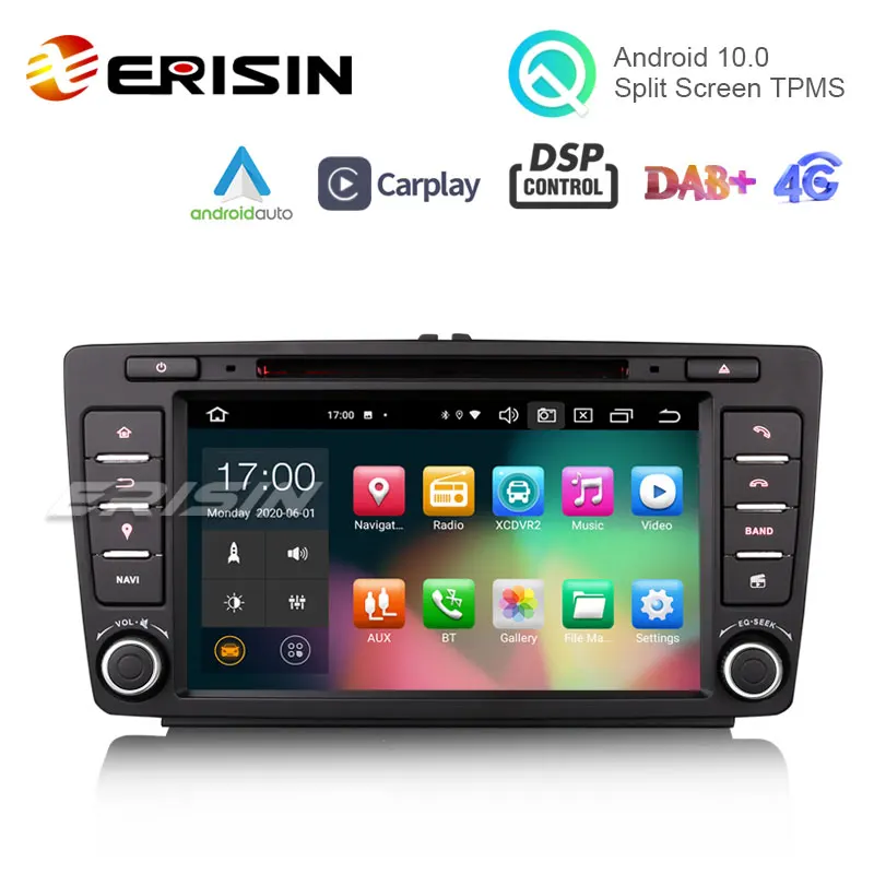 Erisin ES8126S 8 &quot64G Android 10 0 автомобильный стерео для SKODA OCTAVIA DSP CarPlay &amp Auto GPS TPMS DAB + 4G DVD