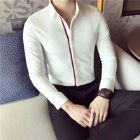 2021 brand clothing mens spring high quality lapels casual long sleeved shirts mens business shirt slim fit black white s 5xl