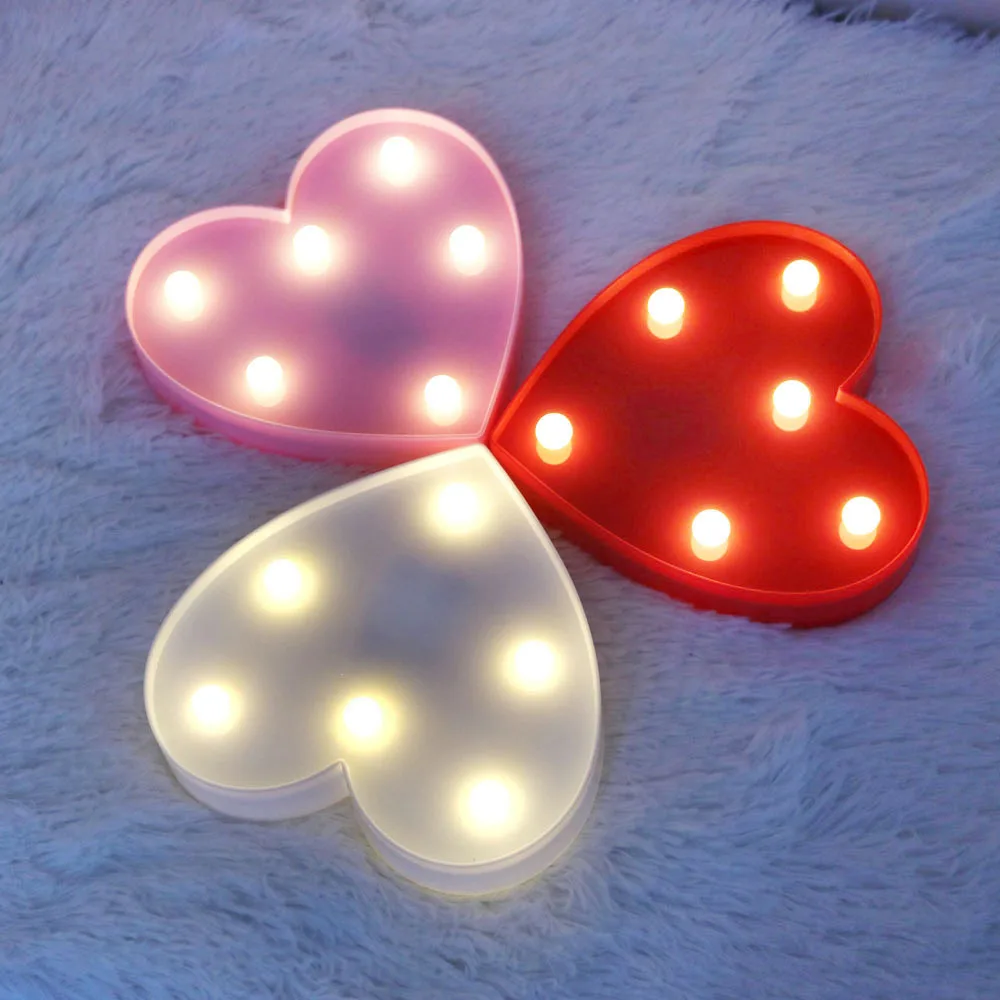 3D Love Heart Marquee Letter Lamps Indoor Christmas Decorative LED Night Light Wedding Decor Romantic Valentine's Day Gift | Лампы и