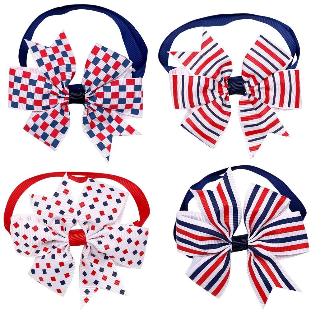 Галстук-бабочка для собак красный белый синий 30 шт. галстук-бабочка ошейник 4 июля