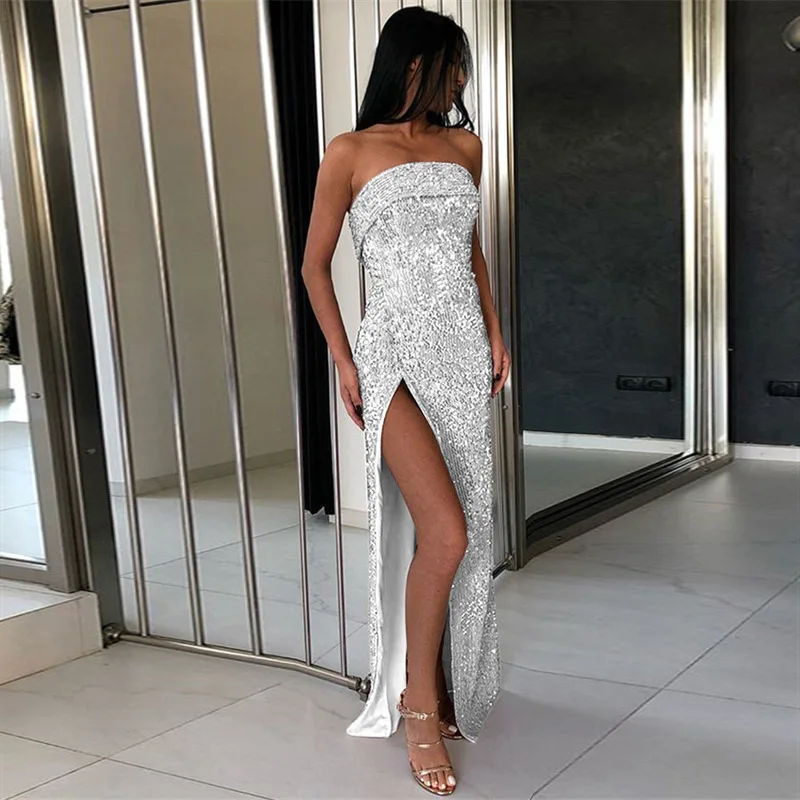 

U-SWEAR женское сексуальное платье, обернутое грудь, без бретелек, платье с блестками, вечерние платья для ночного клуба, официальные платья, пл...