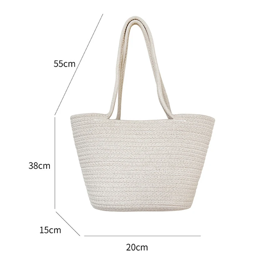 

Casual Straw Woven Women Shoulder Bag Large Capacity Handmade Straw Women's Bag Summer Beach Bucket Bags For Women Handbags 2021