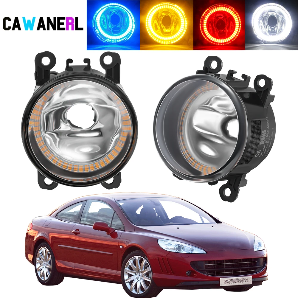 2 X Angel Eye Fog Light Assembly Car Halo Ring Fog Daytime Lamp DRL Lampshade + H11 Bulbs For Peugeot 407 Coupe 6C_ 2005-2011