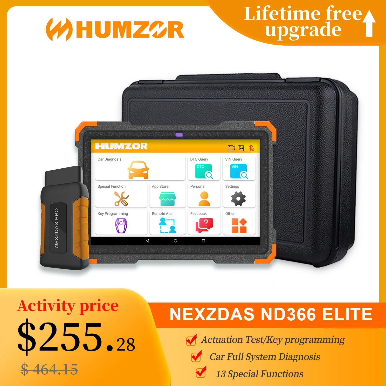 Humzor NexzDAS ND366 OBD2 сканер полная система автомобильный диагностический инструмент для ABS подушки безопасности масла EPB DPF13 Сброс службы Easydiag