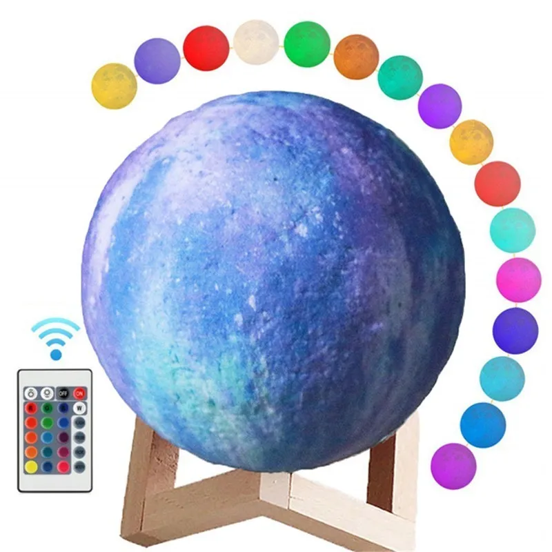 16 видов цветов LED звезда Луна ночник 3D печать PLA луна лампа Galaxy домашний декор