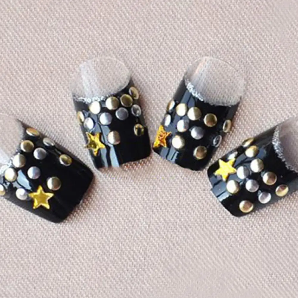 

70% Hot Sale 120Pcs Women Golden Silver Metal Nail Art Stickers Decor Tips Metallic Studs Crystal Rhinestones Non toxices Decor