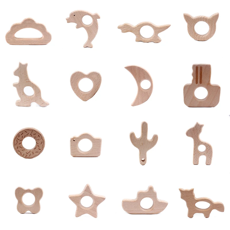 1 шт. Детская Игрушка прорезыватель деревянная Соска с животным кулоном BPA