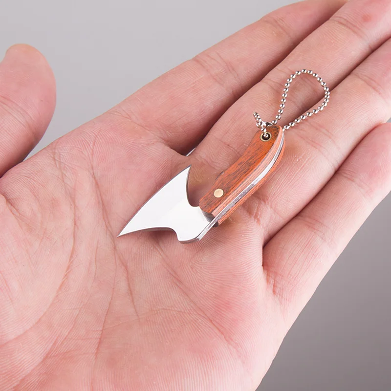 Pocket Creative Mini Hatchet Knife Portable Keychain Ax EDC Fixed Blade Wood Handle Kitchen Small Knives Decorating Rings | Инструменты