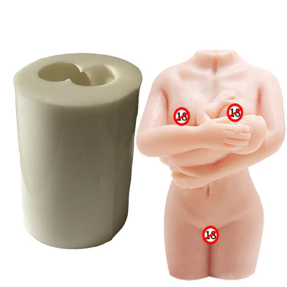 

3D Female Body Hold Baby Candle Mould Silicone Art Making Torso Soap DIY Mold