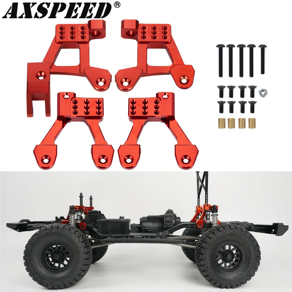 

AXSPEED 4PCS RC Car Metal Shock Mount Rear & Front Shock Damper Towers for 1/10 RC Crawler Axial SCX10 II 90046 Upgrade Parts