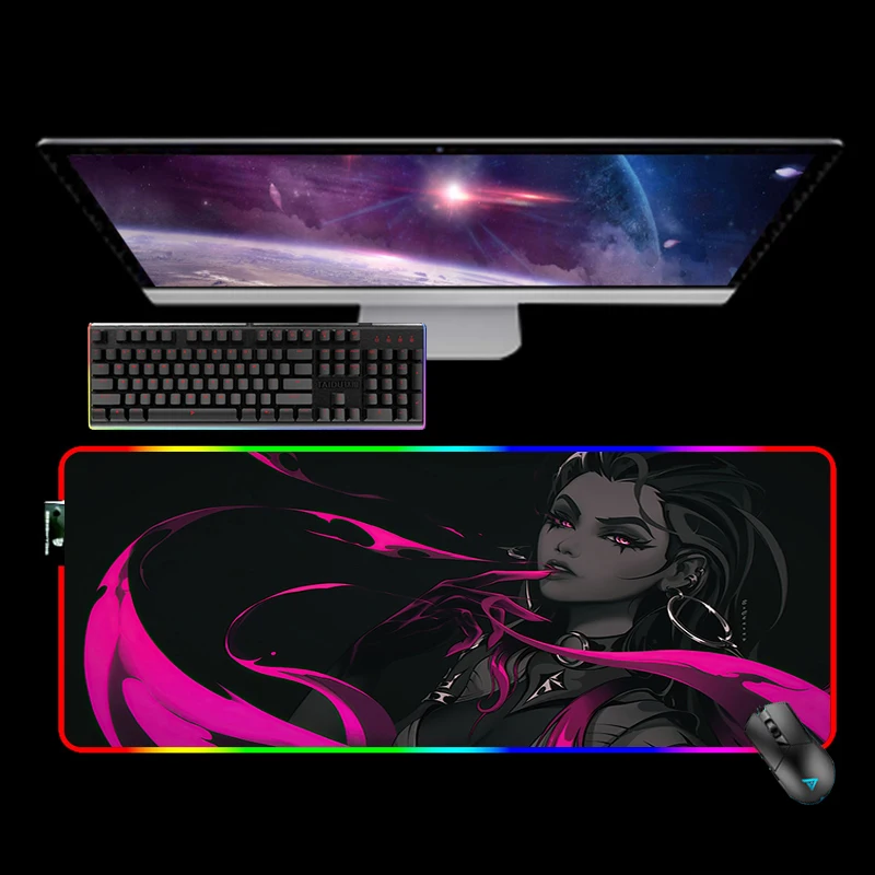 

Valorant RGB LED Gaming Mouse Pad Mousepad Large Cool Mause Pad Keyboard Desk Carpet Game Rubber No-slip Mouse Mat Gamer 90x40CM