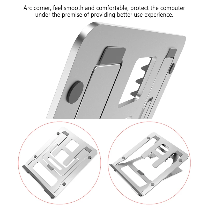 

Adjustable Height Hands Free Anti Slip Foldable Portable Cooling Home Aluminium Alloy Universal Ergonomic Laptop Stand Office