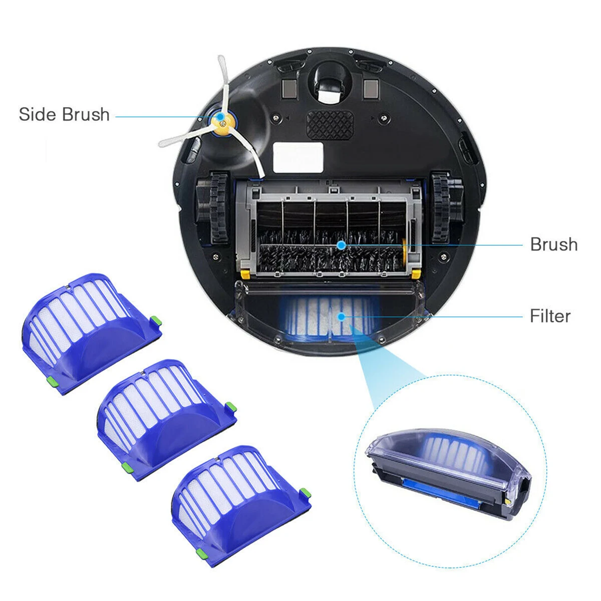 

Parts Vacuum Filter Brush For IRobot Roomba 680 670 Filter Brush 614 650