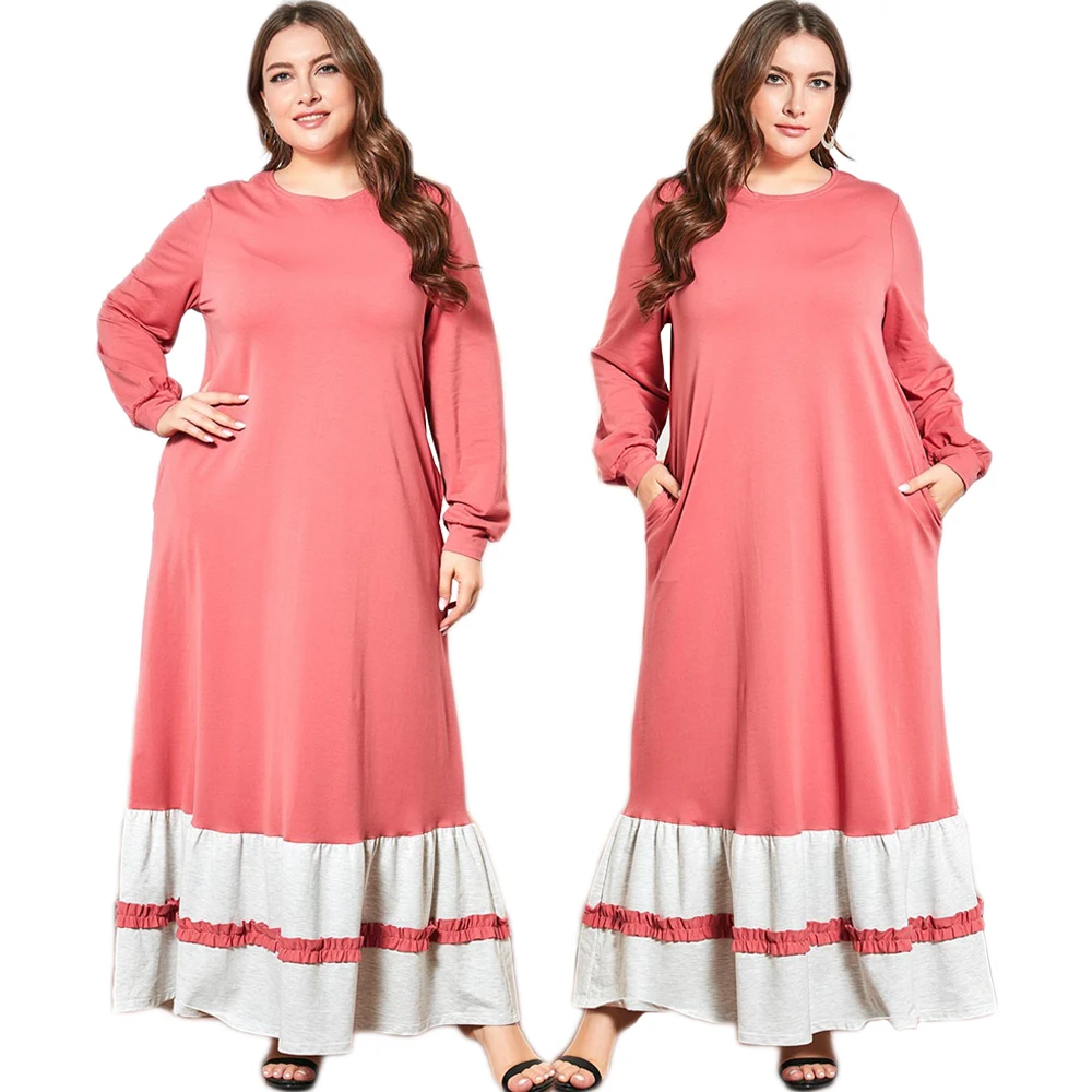 Мусульманский абайя и рюшами, в стиле пэчворк элегантные повседневное длинное платье арабский турецкий женское платье макси халат размера ...