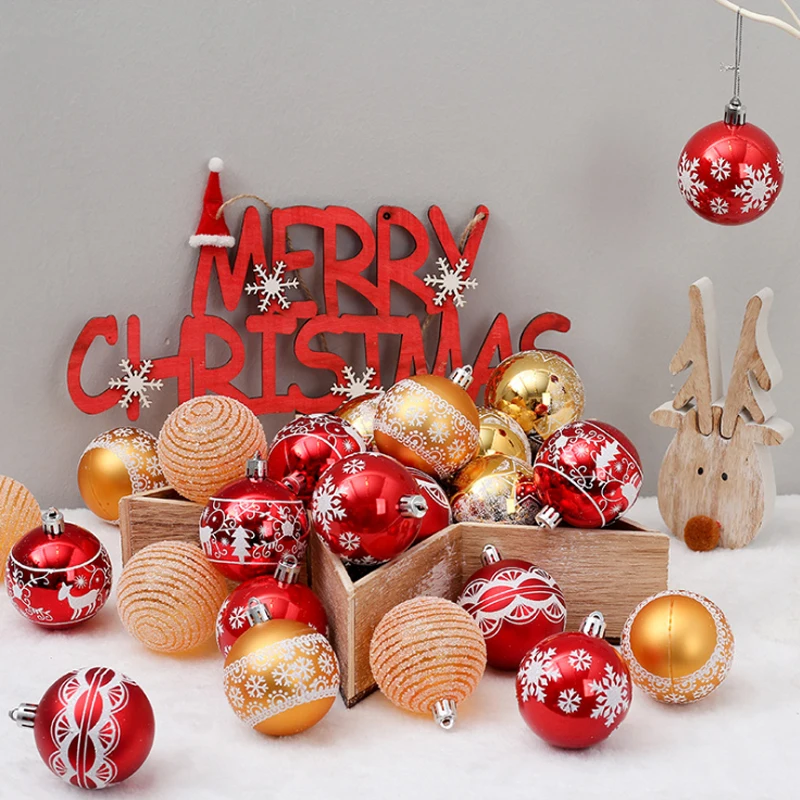 

12/24Pcs Christmas Decorations Balls Tree Ornaments Large Foam Styrofoam Decor Toys Glitter Xmas Red Ball Party Hanging 6CM