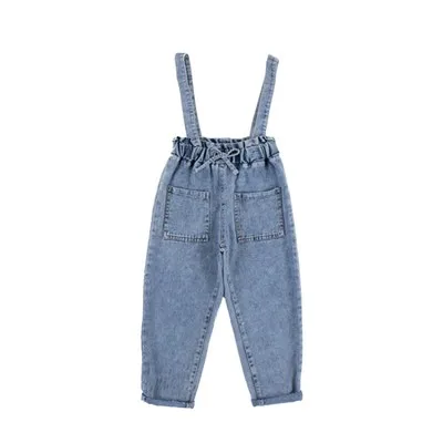 Джинсовые брюки для девочек и подростков повседневный комбинезон со съемным