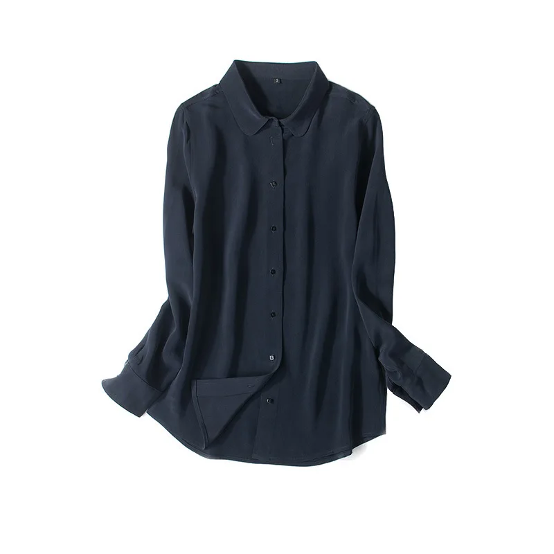 Женская Офисная рубашка с длинным рукавом толстая блузка из натурального шелка 30