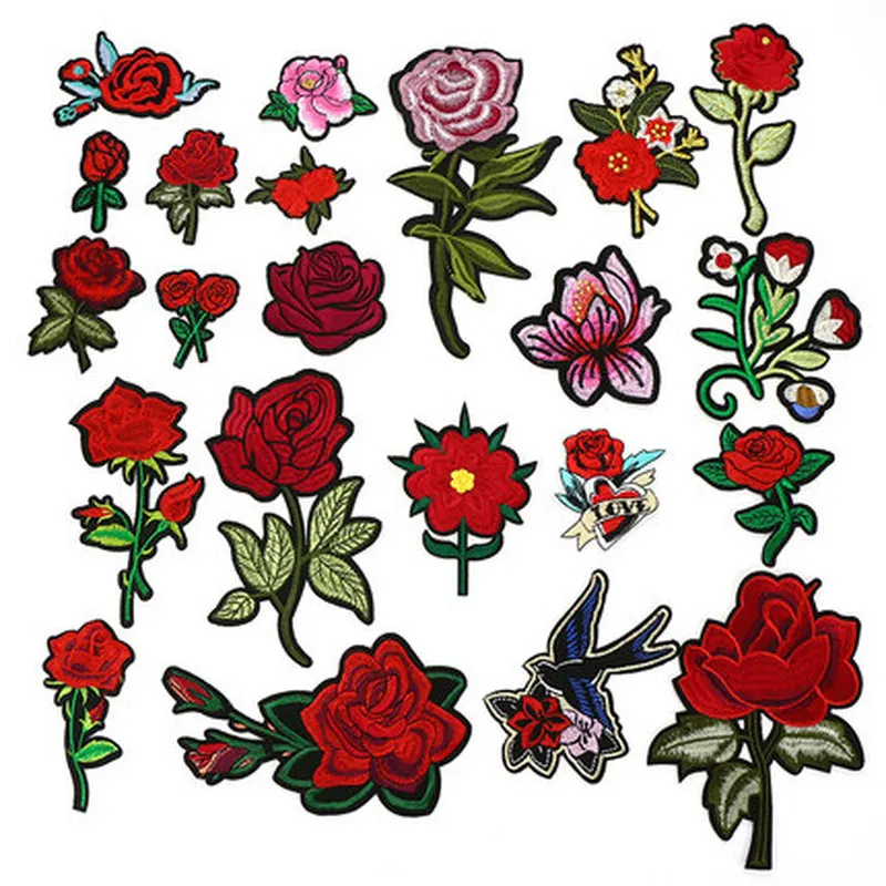 3 шт. Роза цветок патч декольте Воротник Аппликация вышитое железо на заплатках