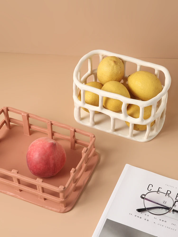 

CX Affordable Luxury Style Morandi Hollow Fruit Plate Household Living Room Coffee Table Personalized Creative Tray Fruit Plate