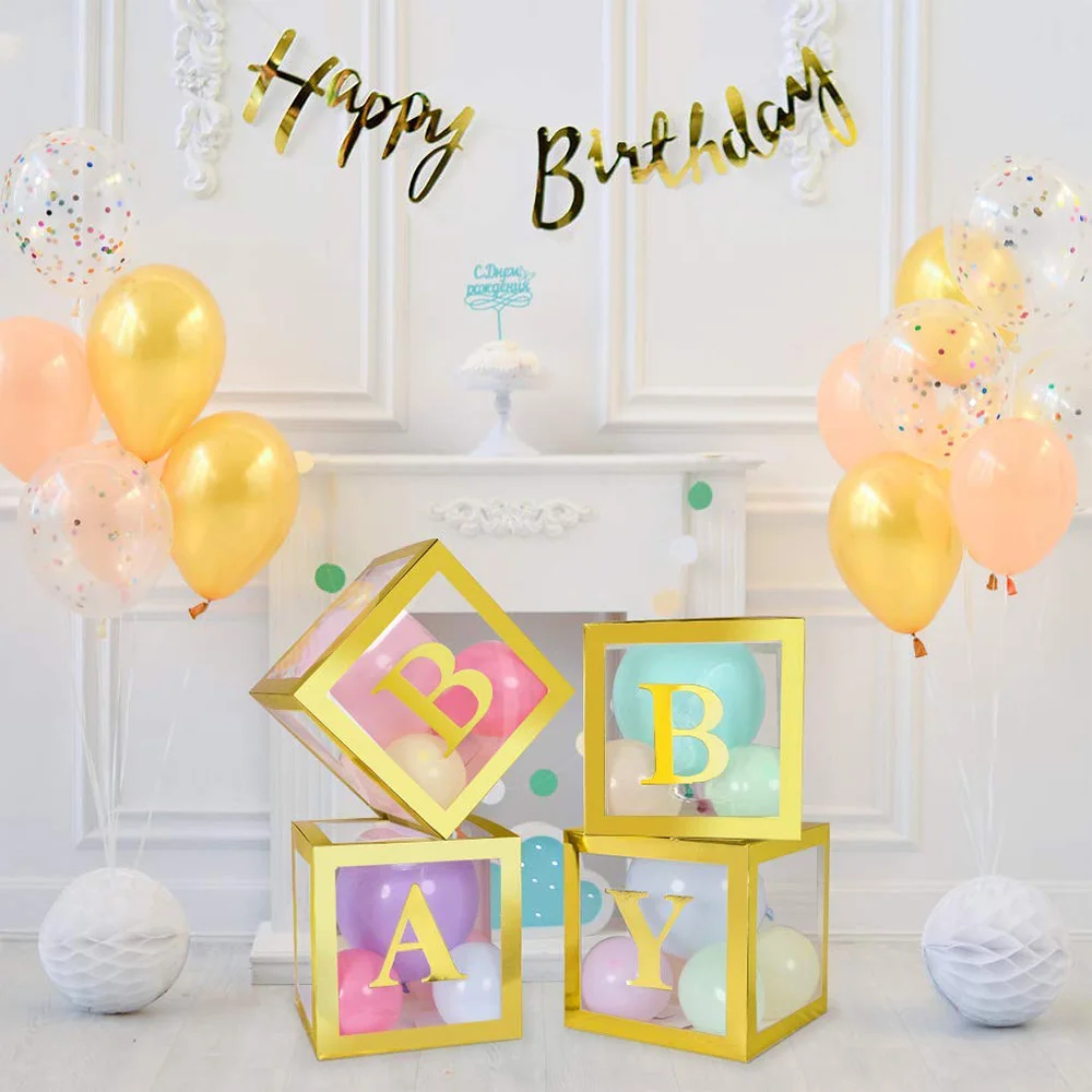 4 шт. прозрачная коробка для детской любви хранения воздушных шаров подарок на