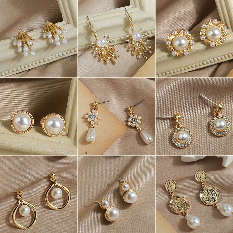 Новые трендовые длинные серьги с имитацией жемчуга женские свадебные Белым