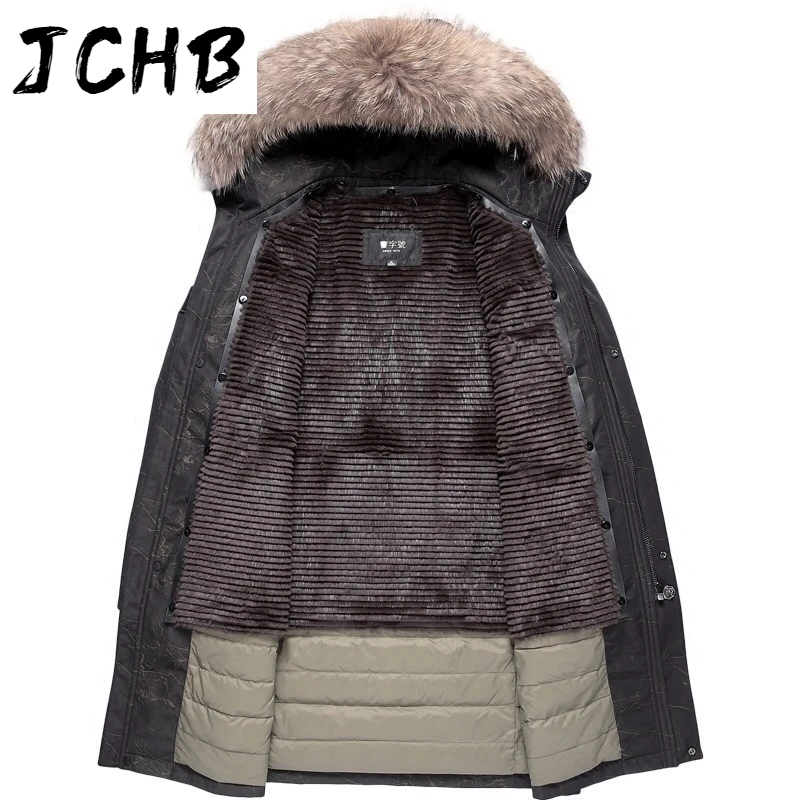 

Winter JCHB Jacket Men Parka Fur Coat Men Natural Raccoon Fur Collar Luxury Duck Down Jackets Parkas Hombre YP17179 YY313