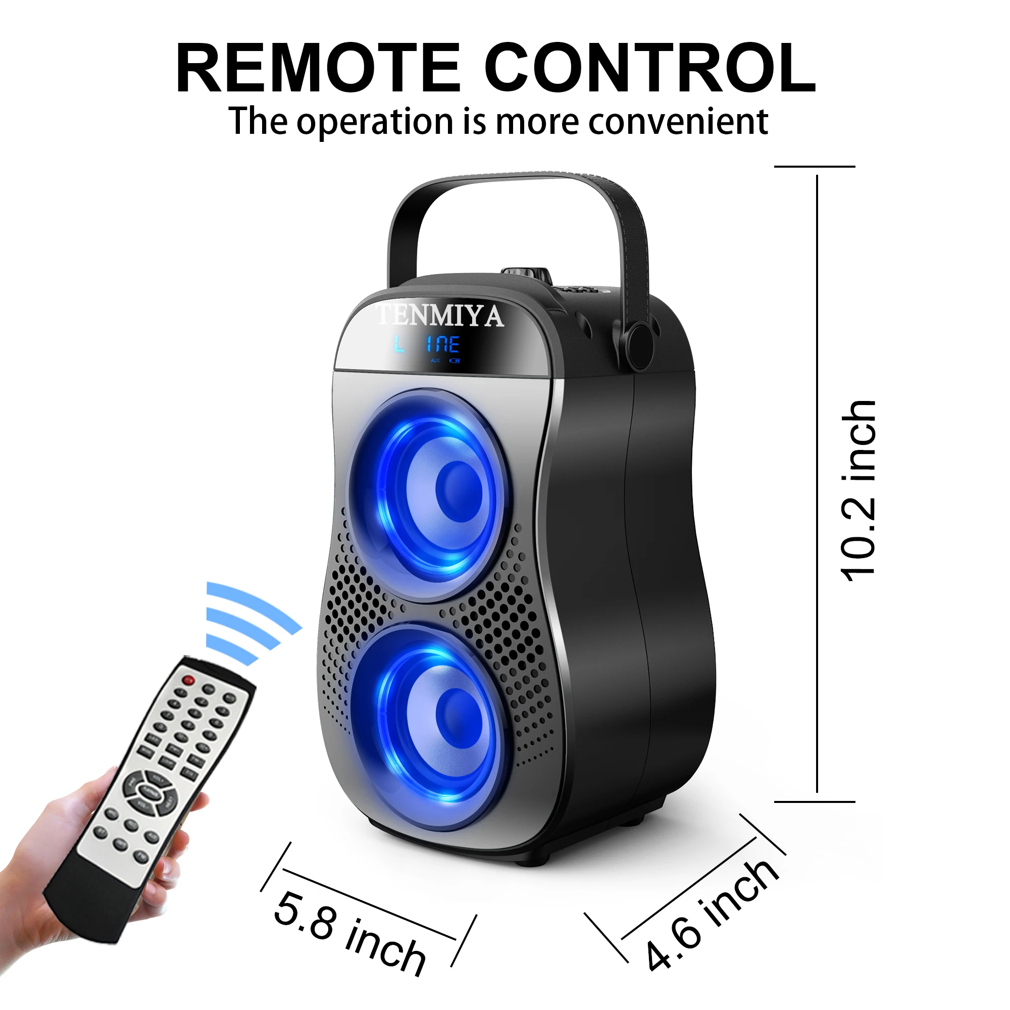 TOPROAD 30W Bluetooth Speaker with Subwoofer Portable Wireless Bass Party Speakers Column Support FM Radio Remote Control Lights |