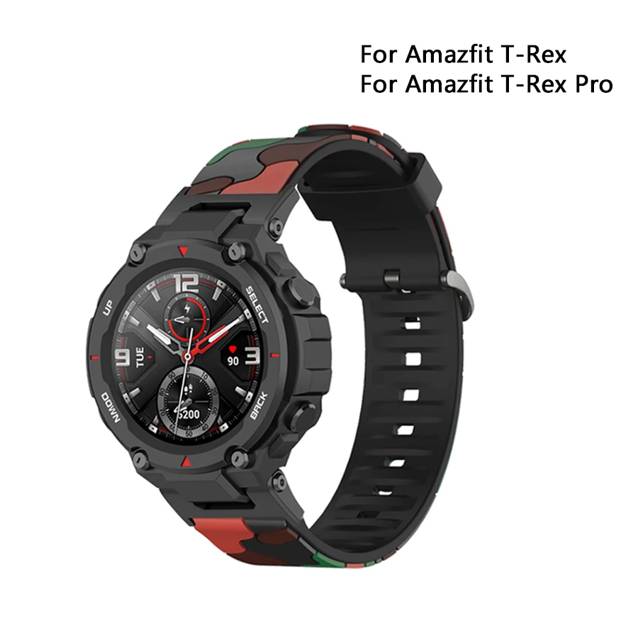 

Силиконовый Камуфляжный ремешок для часов Huami Amazfit T-Rex Pro, сменный ремешок для Xiaomi Amazfit T-REX, умные часы, браслет Wris