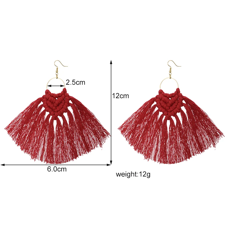

Colorful Bohemian Tassel Long Drop Earrings for Women Statement Wedding Cotton Silk Fabric Fringe Earrings 2021 Fashion Jewelry