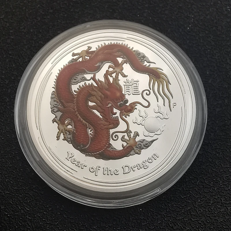 Памятные монеты с изображением года Дракона Австралии 1 унция серебряные