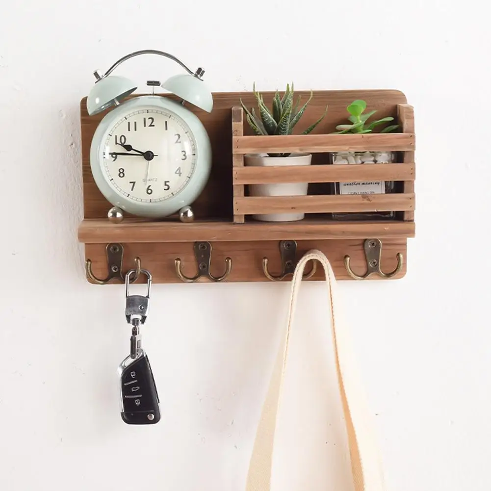 

Key Rack With Shelf Wall Mounted Mail Key Holder For Wall With 4 Double Key Hooks Shelf For Entryway Mudroom Hallway Decoration