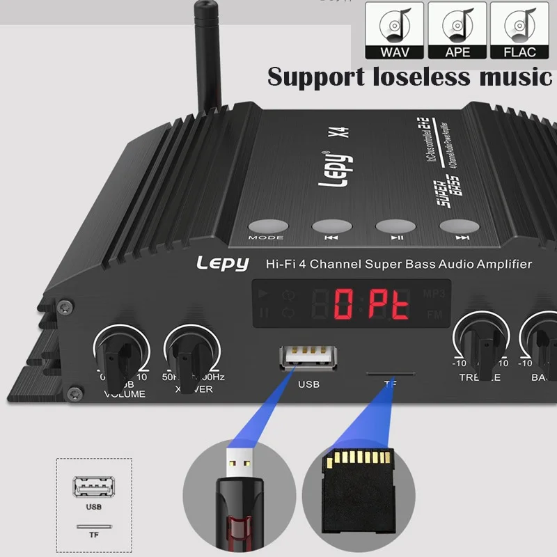 Tanie 5.0 HIFI Wzmacniacz Mocy Bluetooth, światłowód, Wejście Koncentryczne, 2.1 Wzmacniacz Audio Podwójny Subwoofer Wyjście, 4 Kanały Kup 5.0 HIFI Wzmacniacz Mocy Bluetooth, światłowód, Wejście Koncentryczne, 2.1 Wzmacniacz Audio Podwójny Subwoofer Wyjście, 4 Kanały