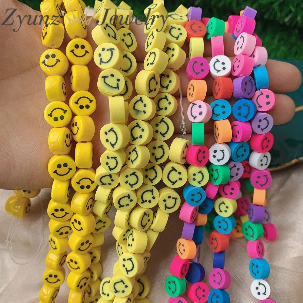 

5 Strands, Round / Sun Flower Smiley Polymer Clay Spacer Beads For Women Girls Jewelry Making DIY Bracelet Necklace Accessories