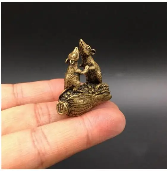 Медная статуя из китайской латуни резные зодиаки животные мышь кукуруза