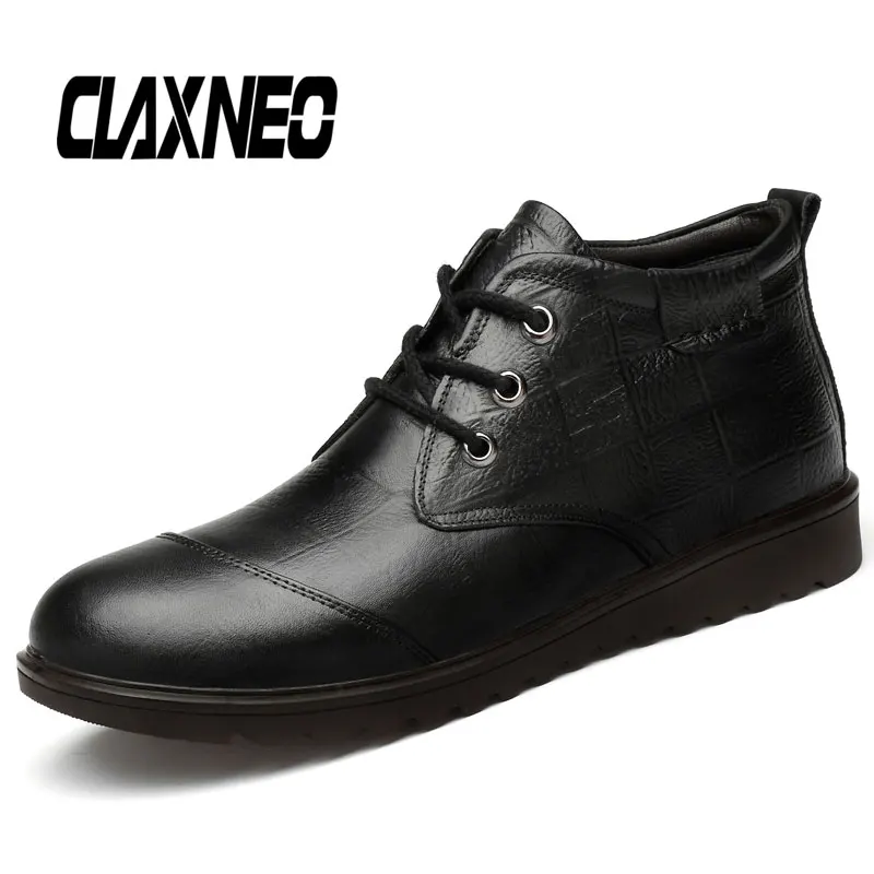 CLAXNEO/мужские зимние ботинки теплые с Плюшевым Мехом мужские кожаные Мужская