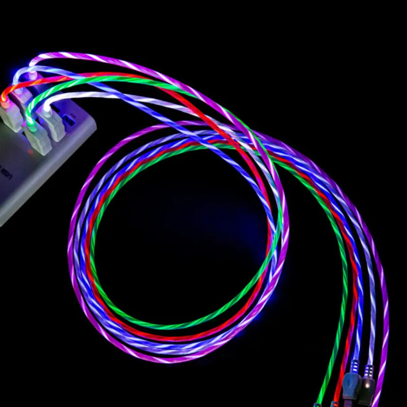 Светящийся USB кабель для передачи данных 2.4A Быстрый Micro usb type C кабель для мобильного телефона для iPhone samsung Galaxy huawei Xiaomi телефонные аксессуары
