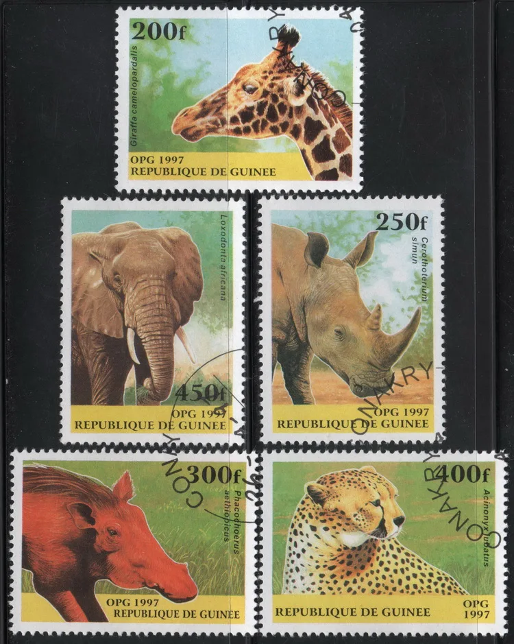 

5 шт./компл. почтовые марки Гвинеи 1997 защита дикой природы, почтовые марки с маркировкой почты для коллекционирования