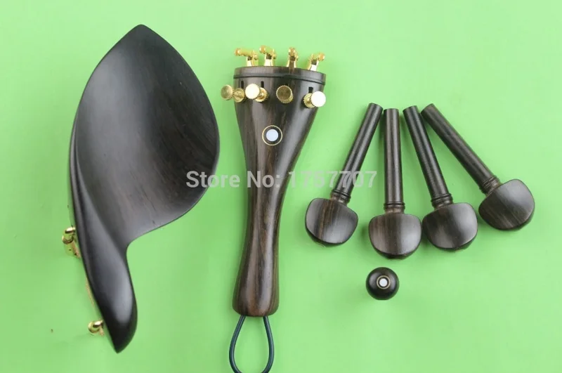 

High quality undyed ebony violin parts 4/4, pegs, tailpiece, chinrest, endpin