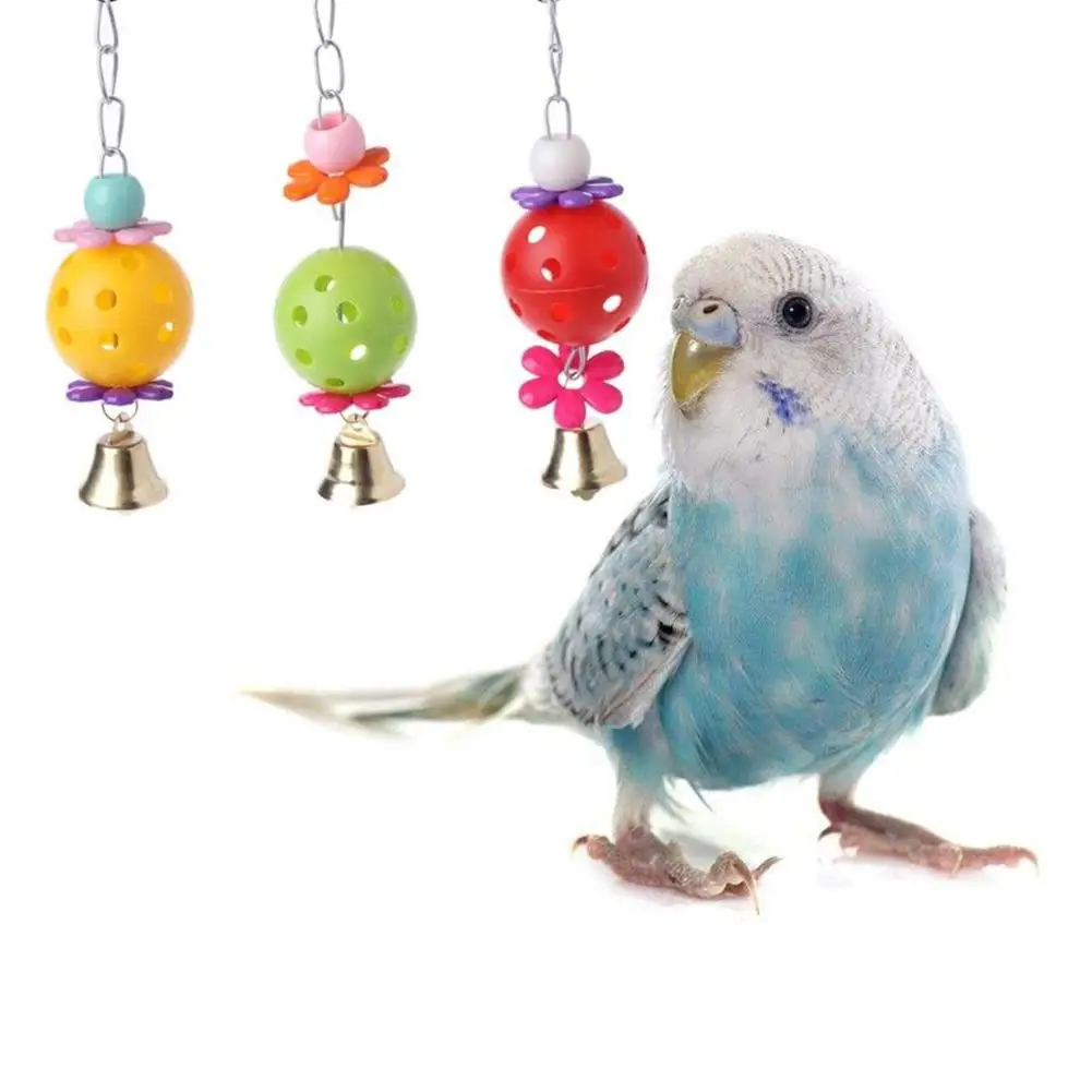 

None Pet Parrot Bird Bites Climb Chew Toy Bell Swing Cage Hanging for Cockatiel Parakeet Parrot Pet