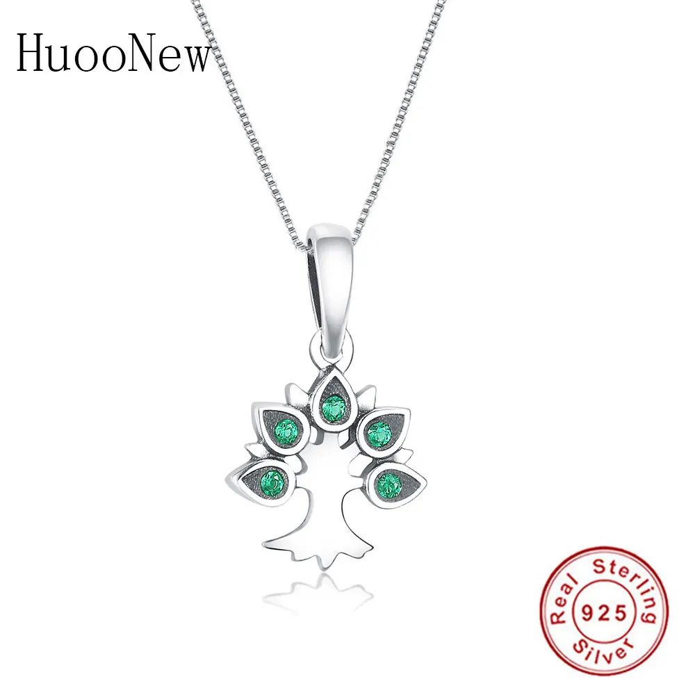 Green CZ Tree Necklace Pendant Dangle Charms Bead Fit Original Charm Bracelet Authentic 925 Sterling Silver Jewelry Gift | Украшения и