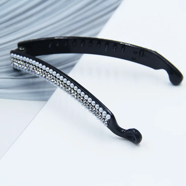 Заколка для волос зажим в форме рыбы цвет черный с камнями аксессуары женщин ACC72 |